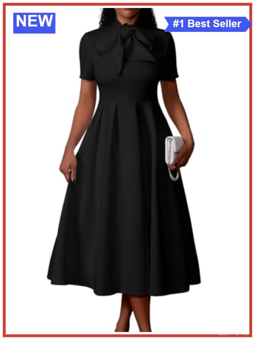 Elegant Short Sleeve A-Line Dress with Pockets